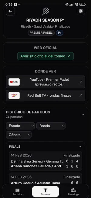 Padelscore: Ver y resultados Screenshot 3