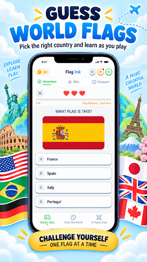 Flags Ink: Flag Quiz & Color Screenshot 0