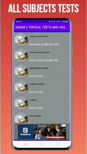 Grade 2 Subjects Topical Tests Screenshot 0