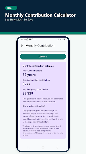 Retirement Calculator USA Screenshot 3