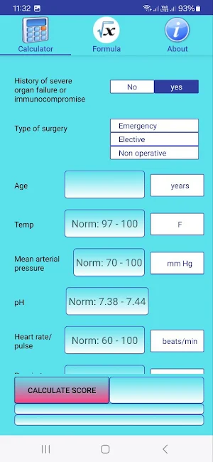 APACHE II Score Screenshot 1