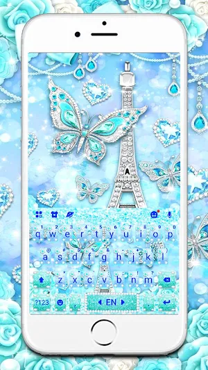 Blue Paris Butterfly Keyboard Theme Screenshot 0