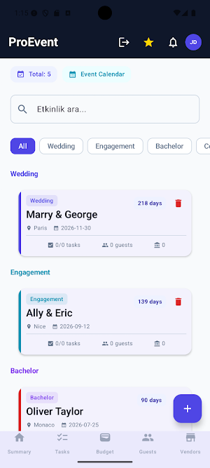 ProEvent: Düğün Planlayıcı Screenshot 1