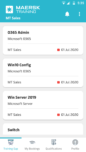 Maersk Training TMS Screenshot 2