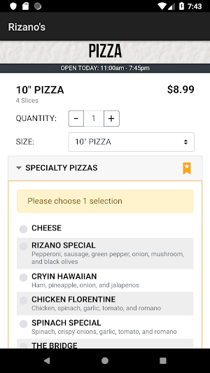 Rizano's Pizza and Pasta Screenshot 2