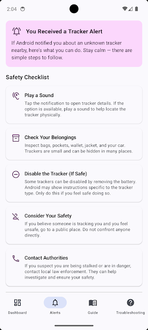 Tracker Safety: Alert & Scan Screenshot 1
