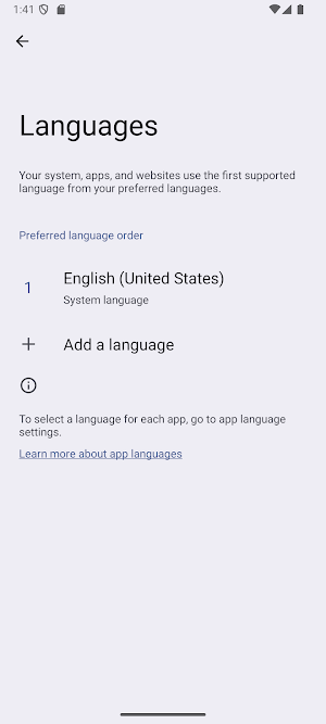 Settings Language Selecter Screenshot 2