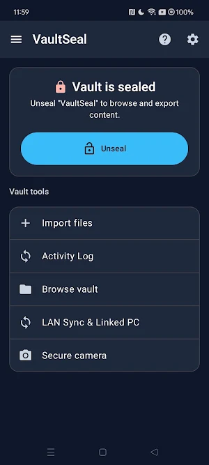 VaultSeal: Encrypted Vault Screenshot 0