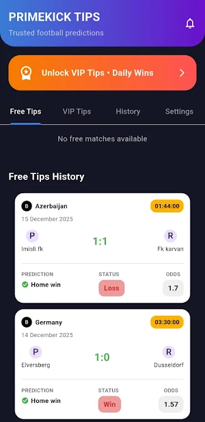 PrimeKick Football Tips Screenshot 1