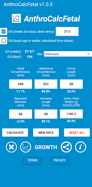 AnthroCalcFetal Screenshot 0