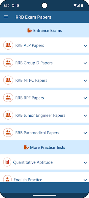 RRB Exam Papers Screenshot 0