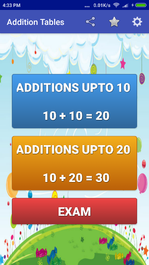Kids Addition Tables Screenshot 0