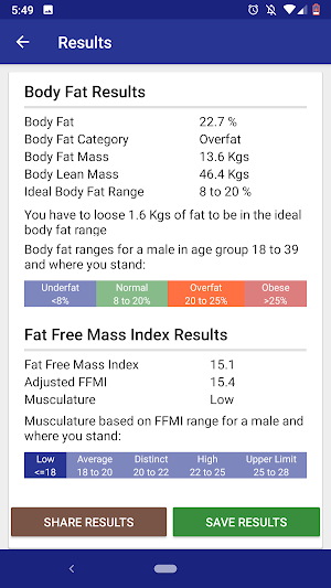 Body Fat Calculator - Track Yo Screenshot 2