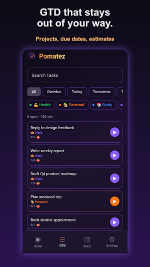 Pomatez: Pomodoro & Tasks Screenshot 2