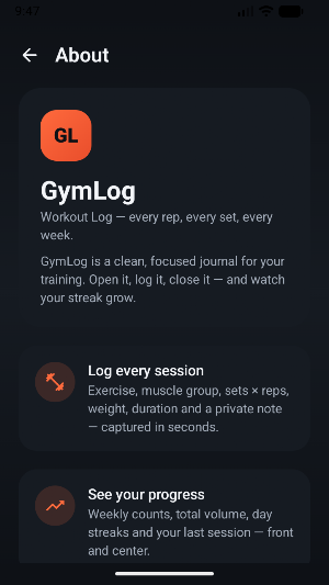 GymLog Screenshot 2