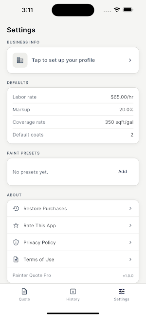 Painter Quote Pro: Estimate Screenshot 2
