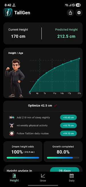 TallGen - Maximize Height App Screenshot 1