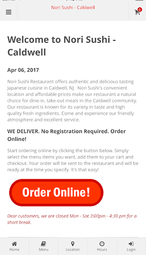 Nori Sushi Caldwell Screenshot 0