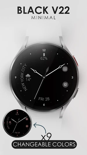 Minimal black v22 watch face Screenshot 2