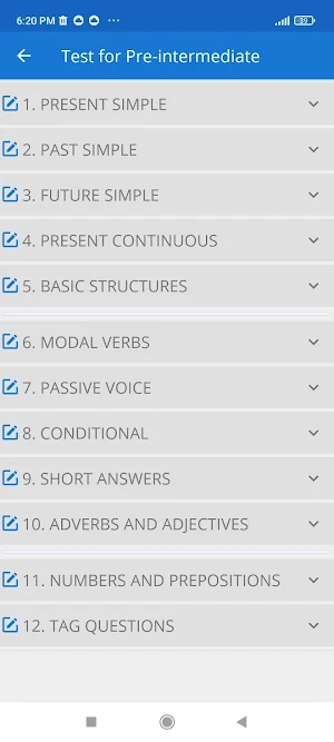English Grammar Quiz Test App Screenshot 1