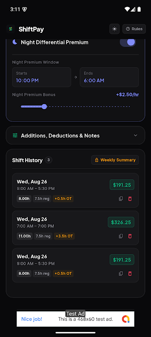ShiftPay: Shift & Overtime Pay Screenshot 3