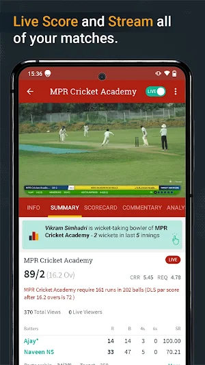 Cric X: Live Score Screenshot 0