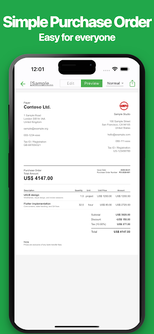 # Simple Purchase Order Screenshot 0