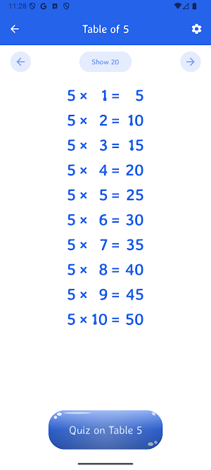 Multiplication Tables 1-100 Screenshot 1