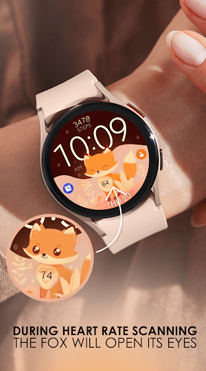 Cute Fox digital watch face Screenshot 0