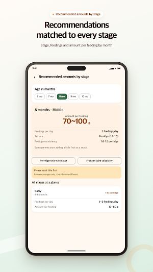 Baby Food Calculator Screenshot 2