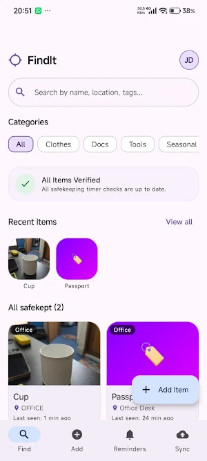 FindIt – Never Lose Your Stuff Screenshot 1