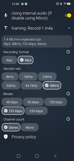 Internal Sound Recorder Audio Screenshot 1