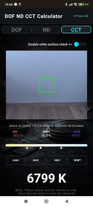 DOF ND Filters CCT Calculator Screenshot 2
