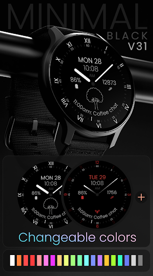 Minimal Black v31 Watch Face Screenshot 2