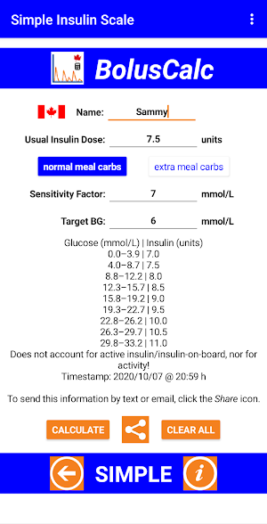BolusCalc Screenshot 2