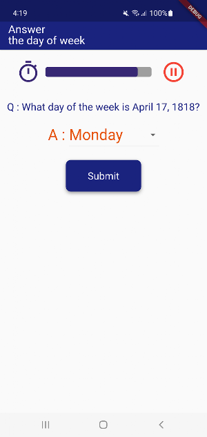 Calendar Game Screenshot 1
