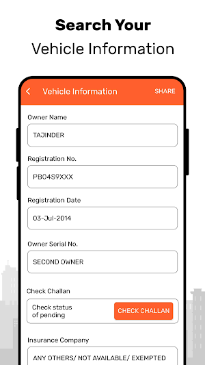 RTO Vehicle Information App Screenshot 1