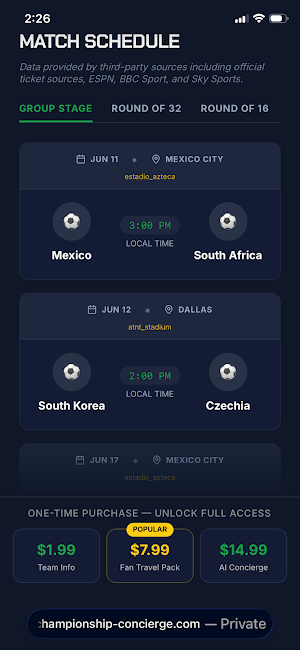 Championship Concierge Screenshot 2