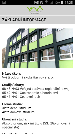 Vyšší odborná škola Havířov Screenshot 2
