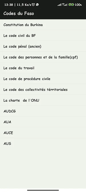 Codes du Faso Screenshot 2