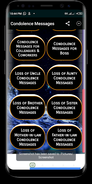 Condolence Messages Screenshot 2
