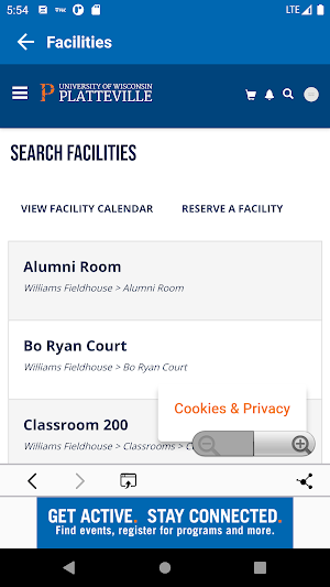 UW-Platteville Campus Recreation Screenshot 1