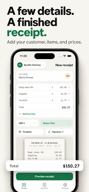 Receipt Generator: Maker & PDF Screenshot 1
