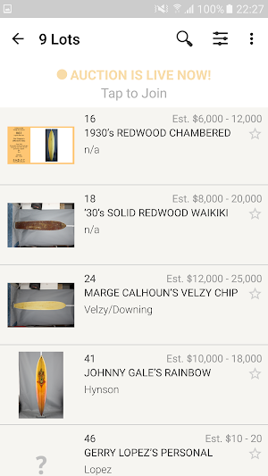 California Gold Surf Auction Screenshot 1