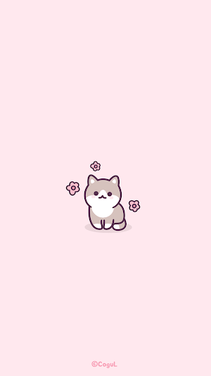 카카오톡 테마 - 핑크 그레이 꽃냥이 Screenshot 0