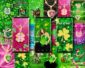 Green lucky clover charms live wallpaper Screenshot 0