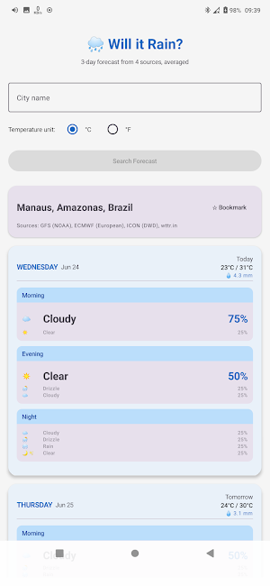 Will it Rain? Multi Forecasts Screenshot 1