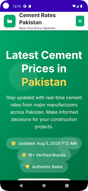 Cement Rates Pakistan Today Screenshot 2