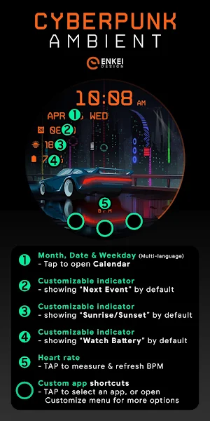 Cyberpunk Ambient - watch face Screenshot 3