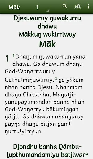 Wangurri Gospel of Mark Screenshot 0